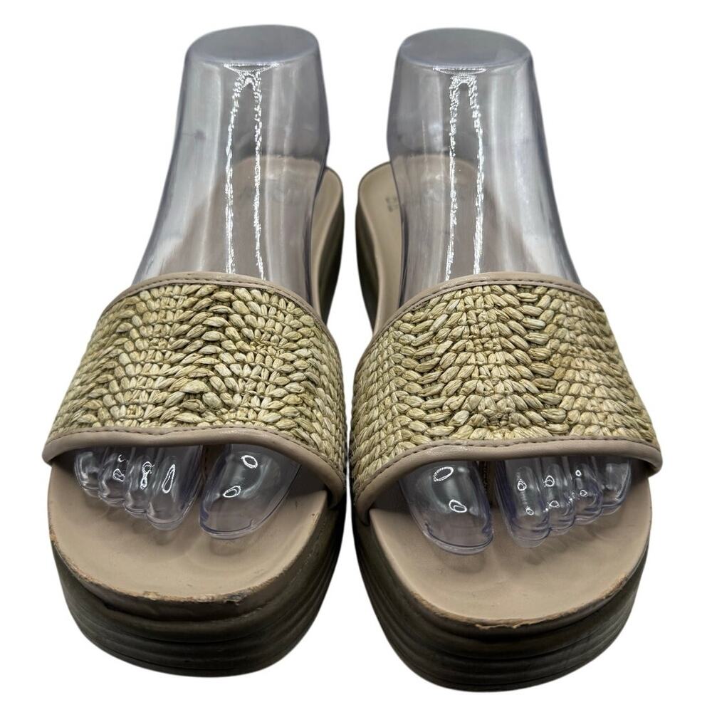 Donald J Pliner Tan Raffia Slide On Thong Platform Sandals 8.5 - Picture 2 of 6